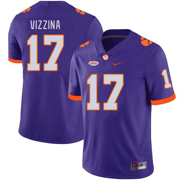 Men #17 Christopher Vizzina Clemson Tigers College Football Jerseys Stitched-Purple